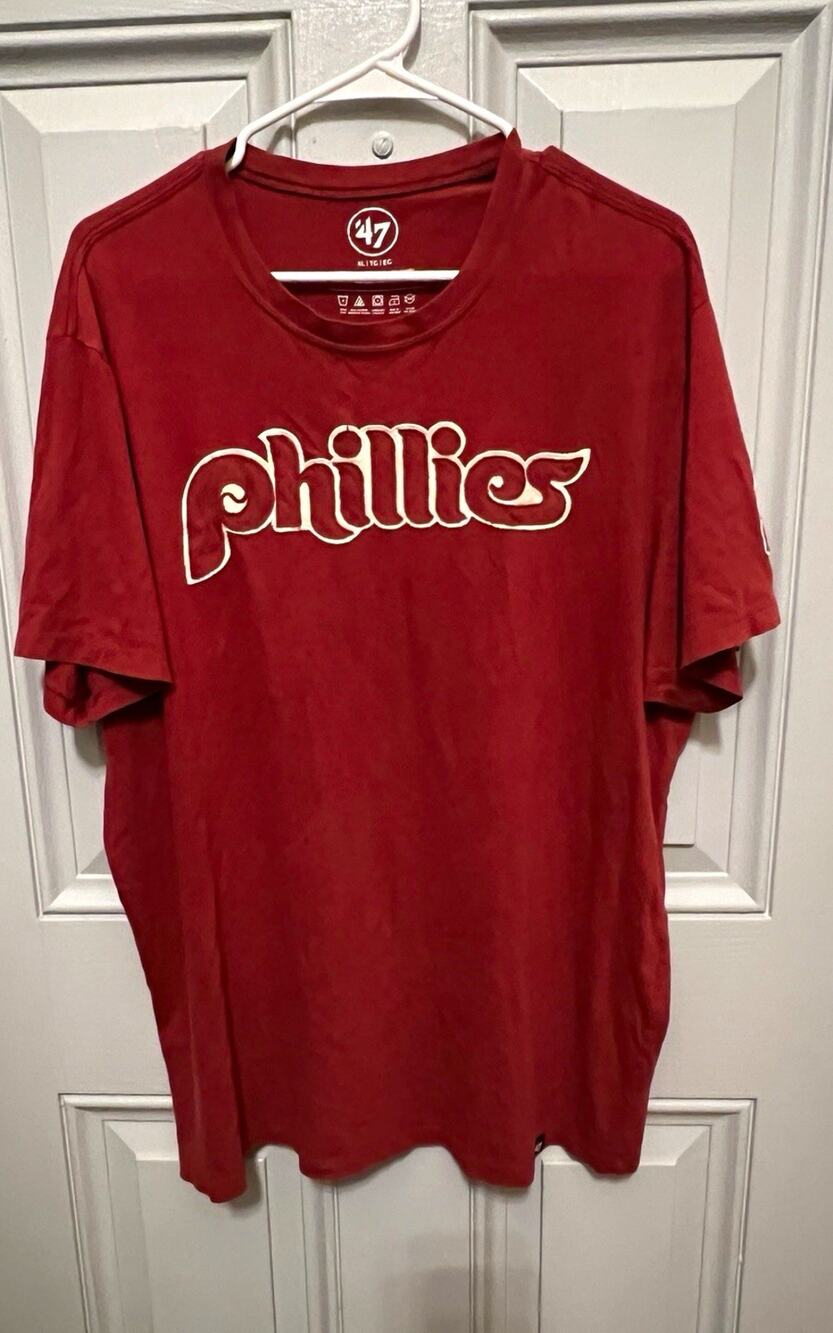 ’47 Brand Philadelphia Phillies T Shirt Men XL Red Applique Logo MLB Baseball